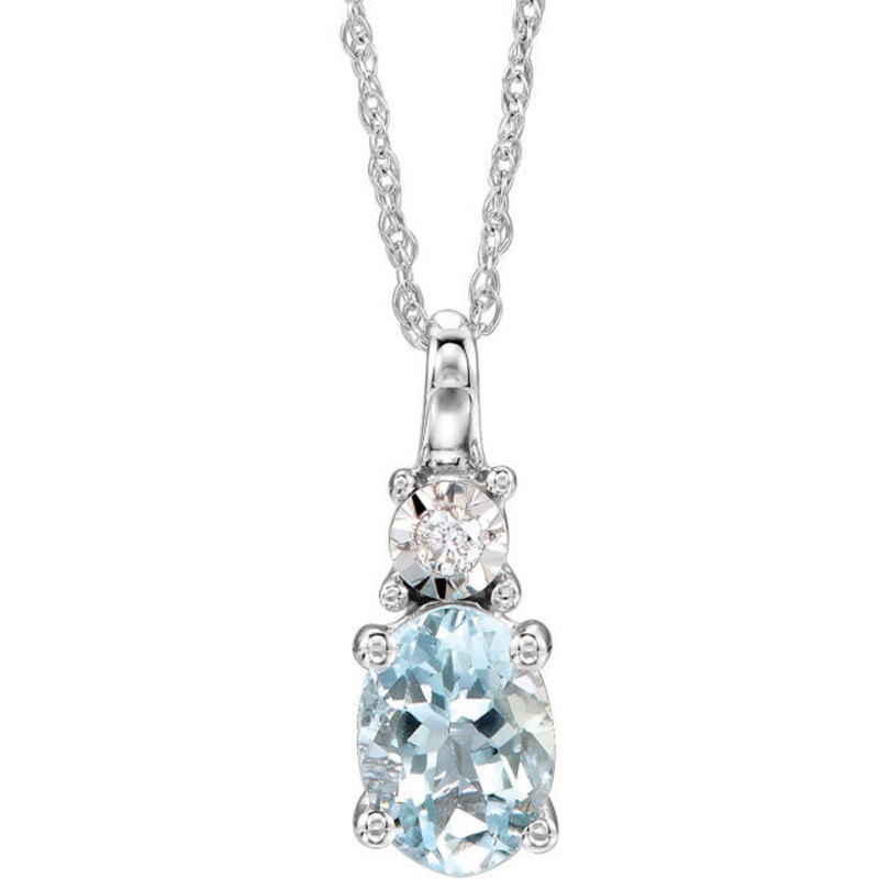 14k White Gold Aquamarine Necklace