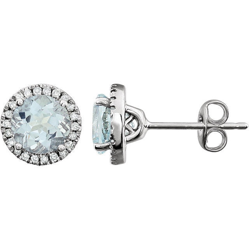 14k White Gold Aquamarine Post Earrings