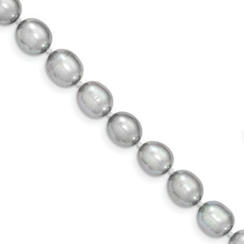 14K White Gold  Grey Freshwater Cultured Pearl Necklace