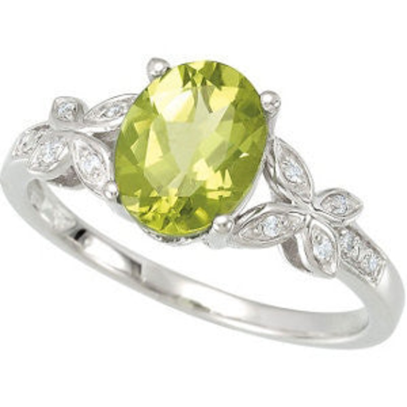 14K White Gold Peridot Butterfly Ring