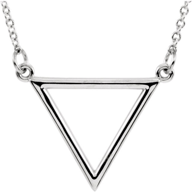 14k White Triangle Necklace|14k White|14k Yellow|14k Rose