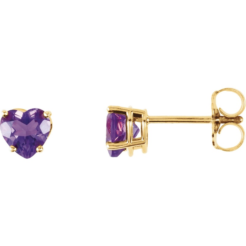 14k Yellow Amethyst Heart Earrings