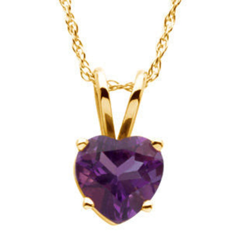 14k Yellow Genuine Amethyst Necklace