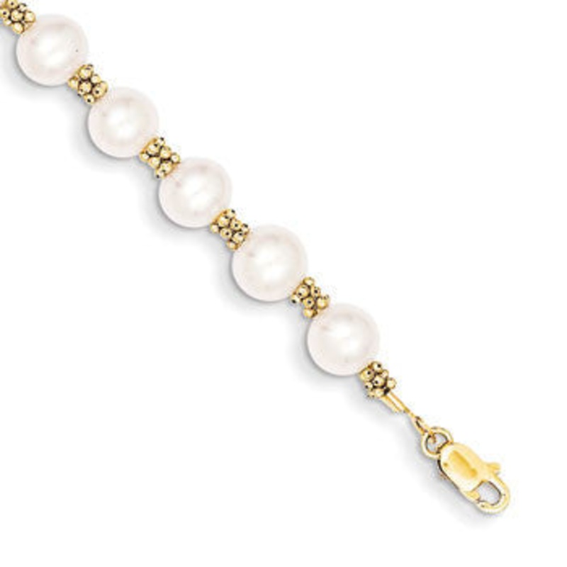 14K Yellow Gold FW Cultured Pearl Bracelet