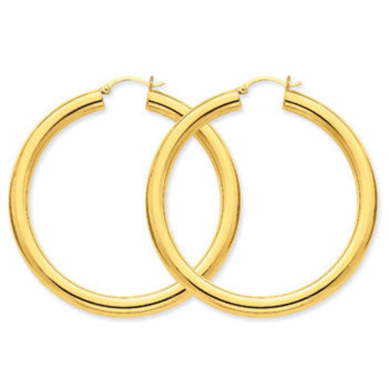 14K Yellow Gold Polished 5mm Tube Hoop Earrings