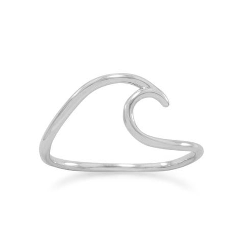 Rhodium Plated Wave Ring|5|6|7|8|9