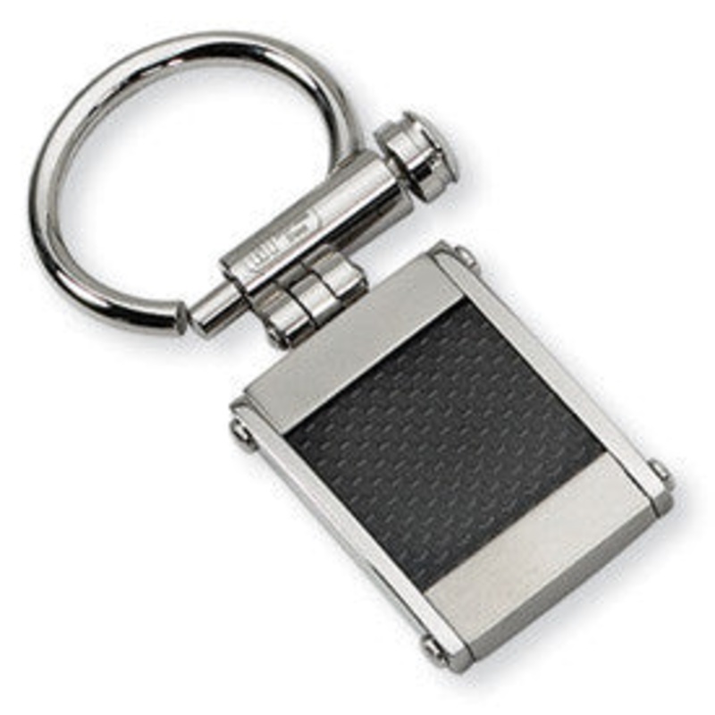 Stainless Steel Black Carbon Fiber Inlay Key Ring