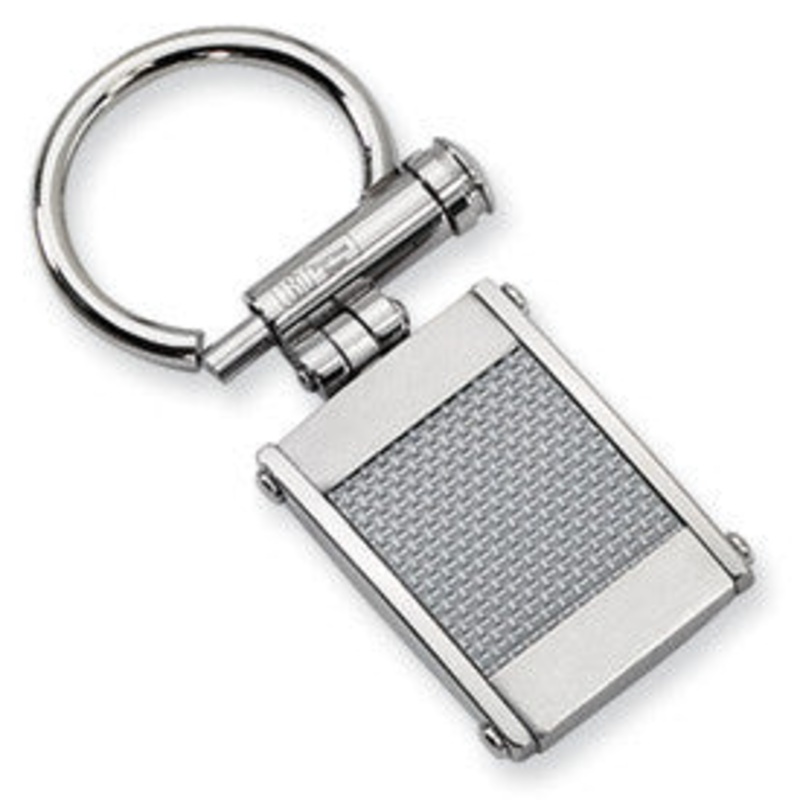 Stainless Steel  & Grey Carbon Fiber Inlay Key Ring