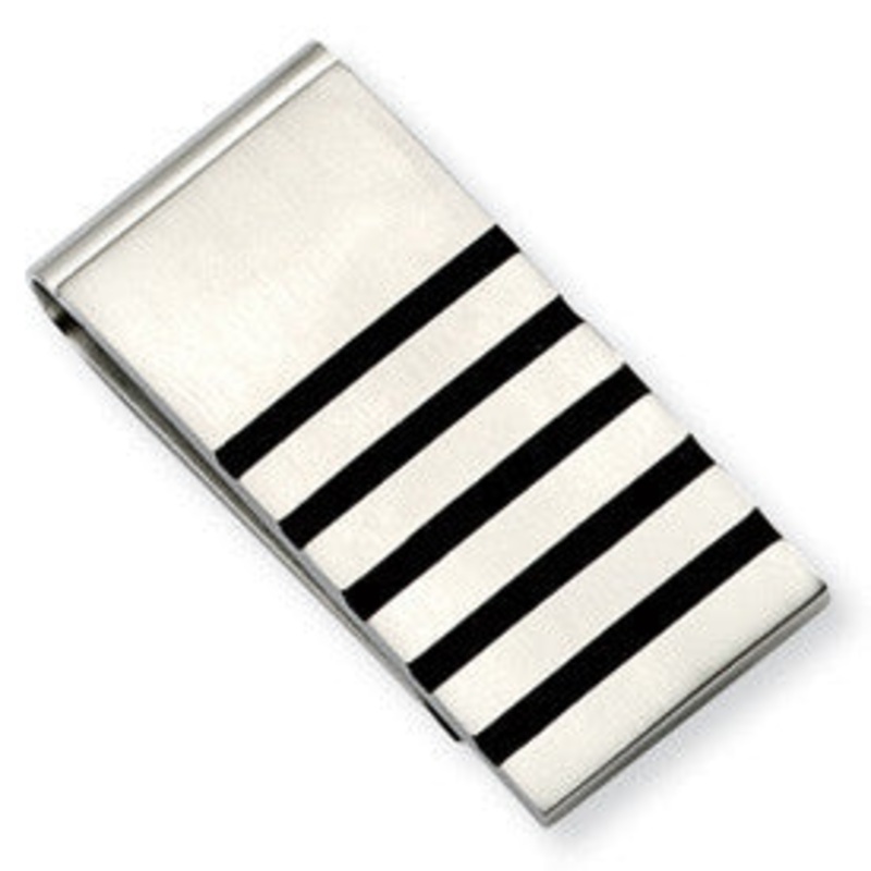 Stainless Steel With Rubber Accents Money Clip