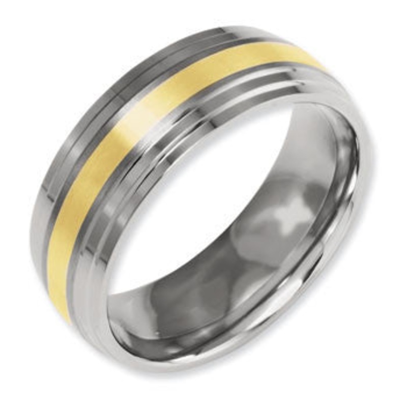 Titanium & 14K Yellow Inlay Band Ring