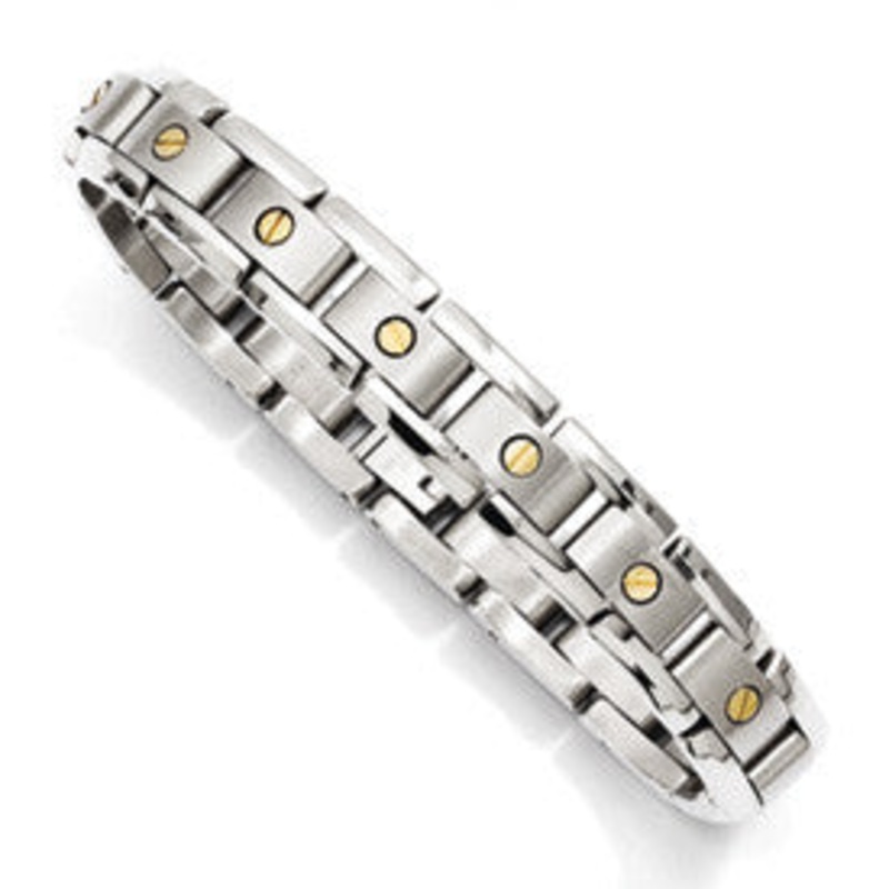 Titanium With 14K Inlay Accent Bracelet