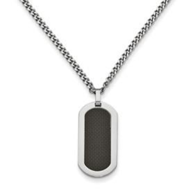 Titanium With Black CArbon Fiber Inlay Necklace