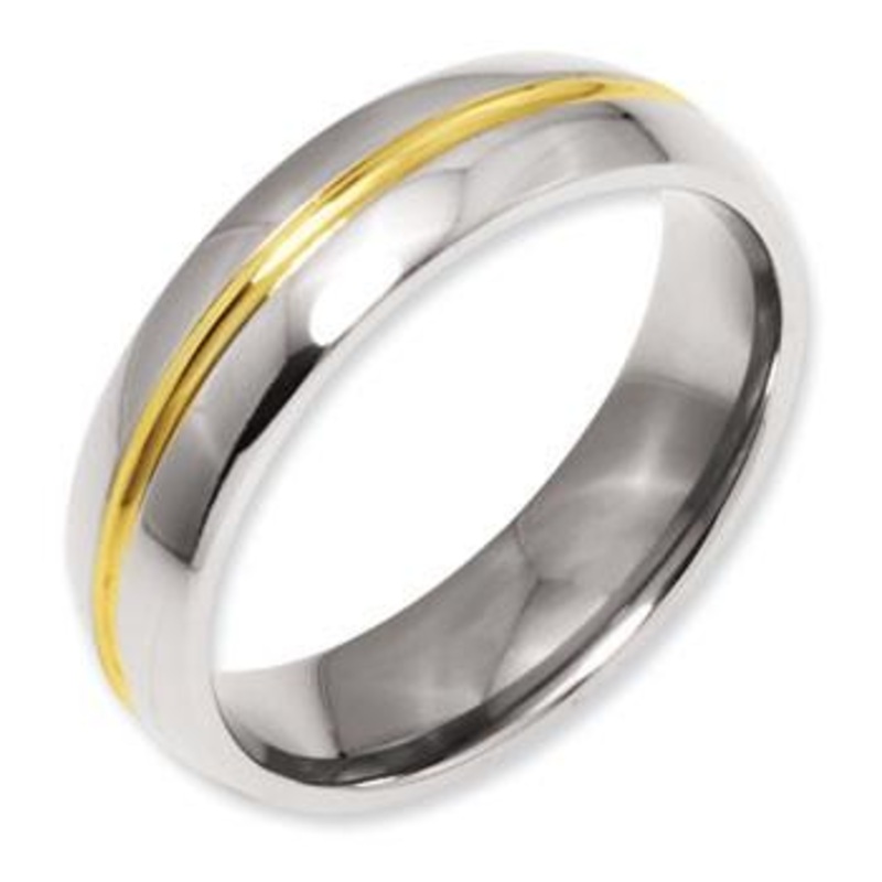 Titanium Yellow IP-Plated Grooved Band Ring