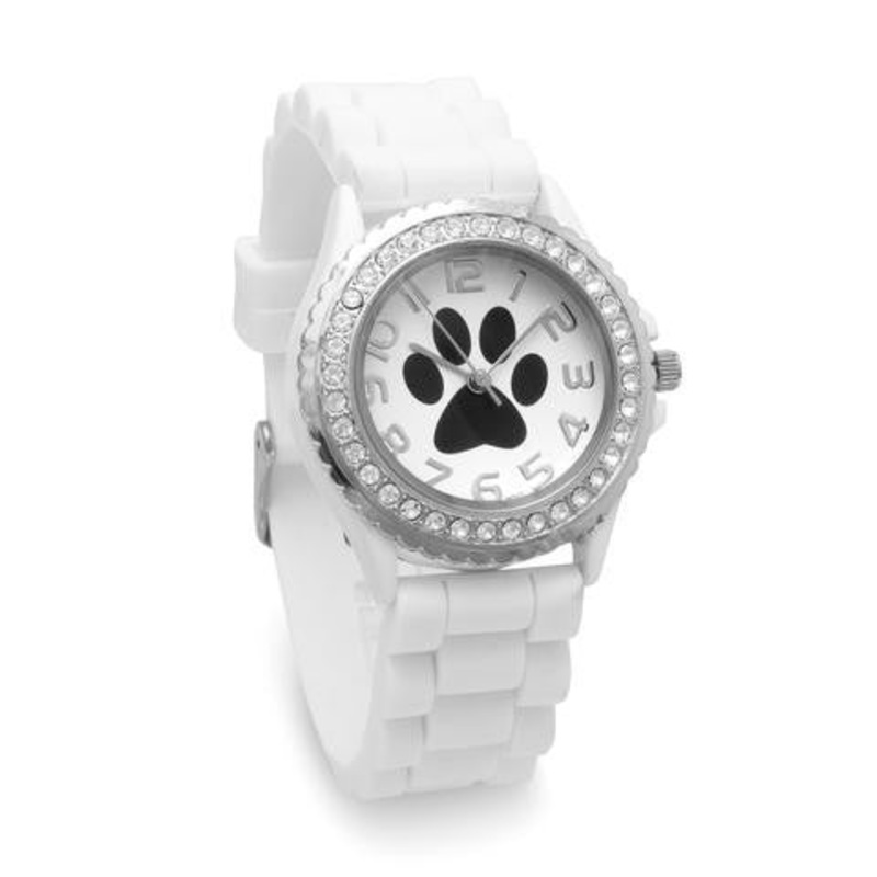White Silicone Paw Print Fashion Watch