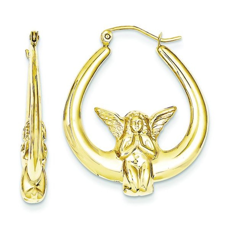 10K Angel Hoop Earrings