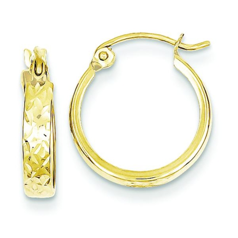10K D/C Square Tube Hoop Earrings