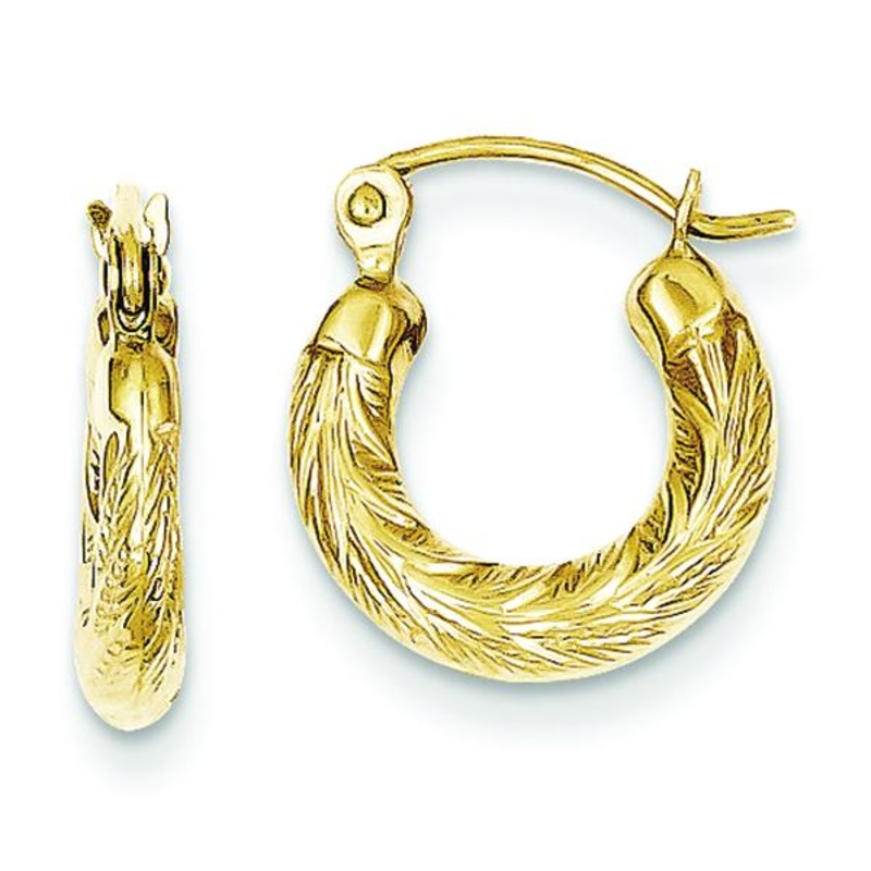 10K Fancy Small Hoop Earrings