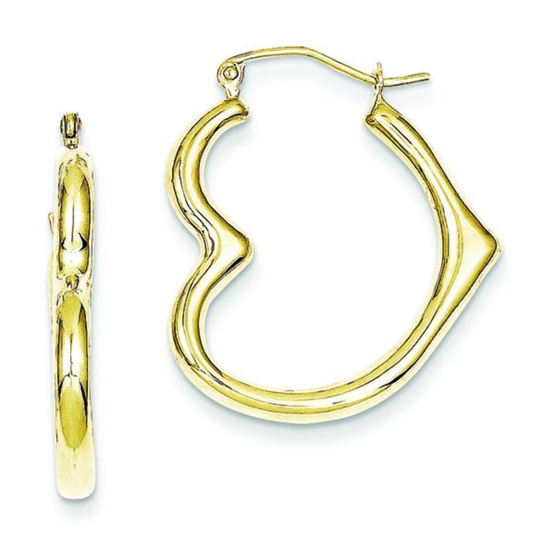 10K Hollow Heart Shape Hoop Earrings