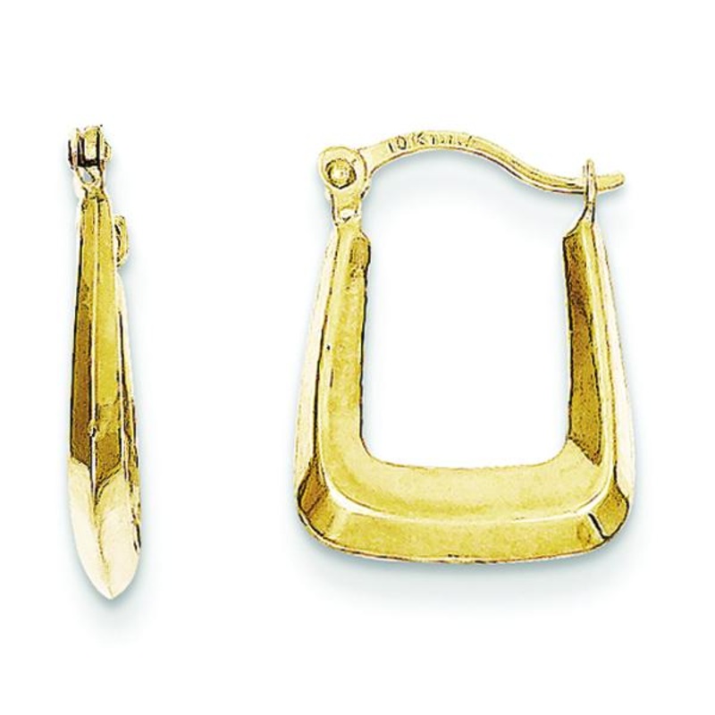 10K Hollow Squared Hollow Hoop Earrings