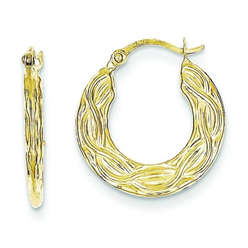 10K Patterned Hollow Hoop Earrings