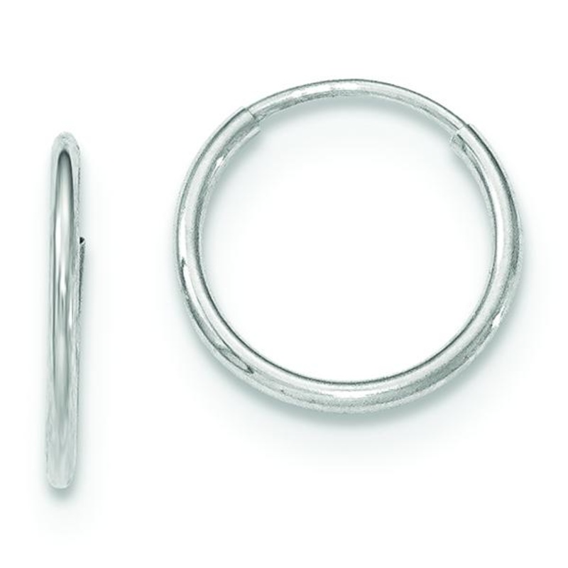 10K White Gold Endless Hoop Earrings