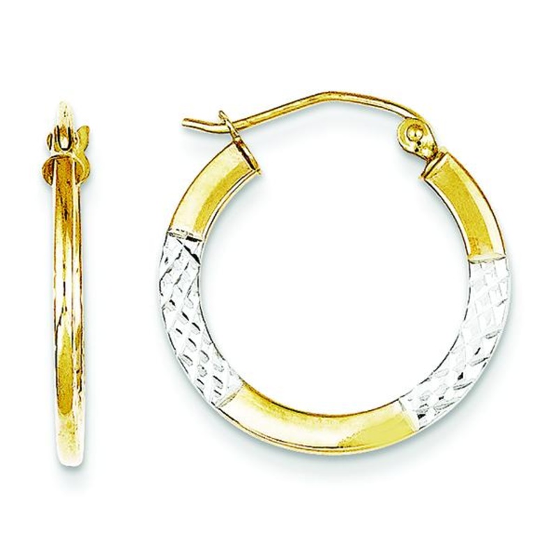 10K Yellow Gold 2.5X20mm Diamond-cut Hoop Earrings