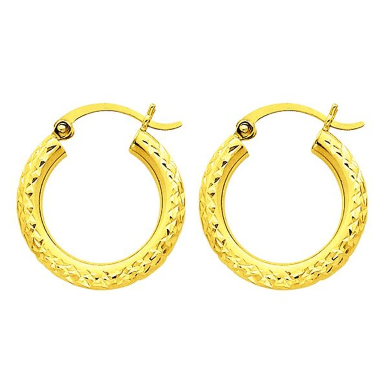 10K Yellow Gold 3mm Hoop Earrings