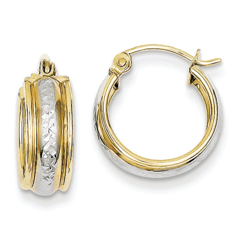 10K Yellow Gold Diamond-cut Small Hoop Earrings