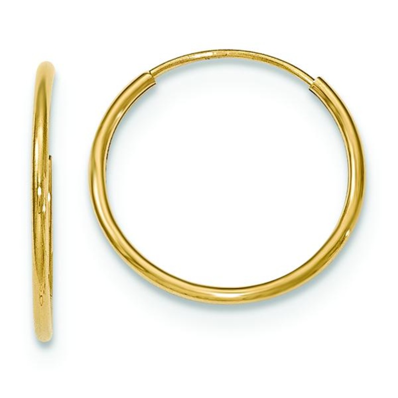 10K Yellow Gold Endless Tube Hoop Earrings