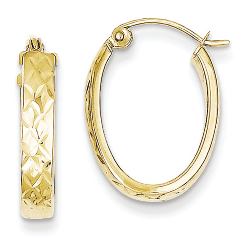 10K  Yellow Gold Oval Hoop Earrings