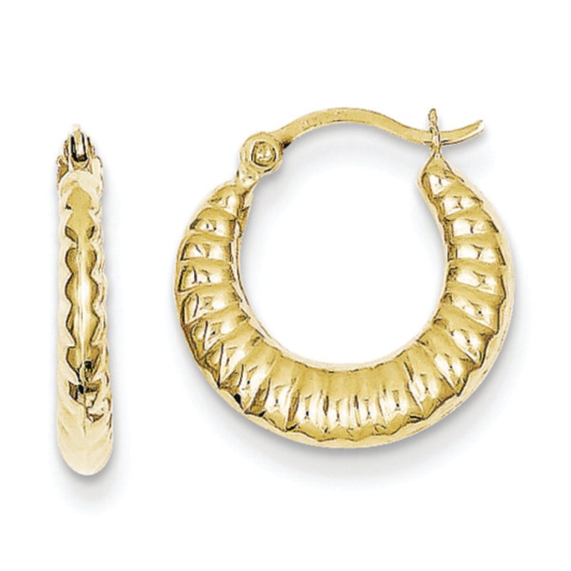 10K Yellow Gold Scalloped Hoop Earrings