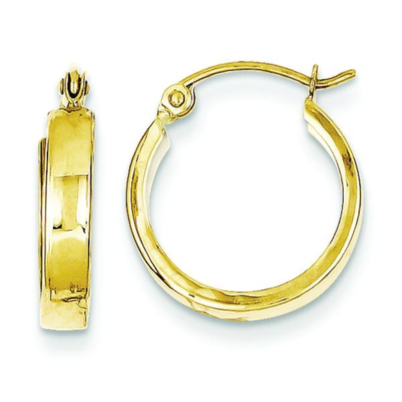 10K Yellow Gold Square Tube Hoop Earrings