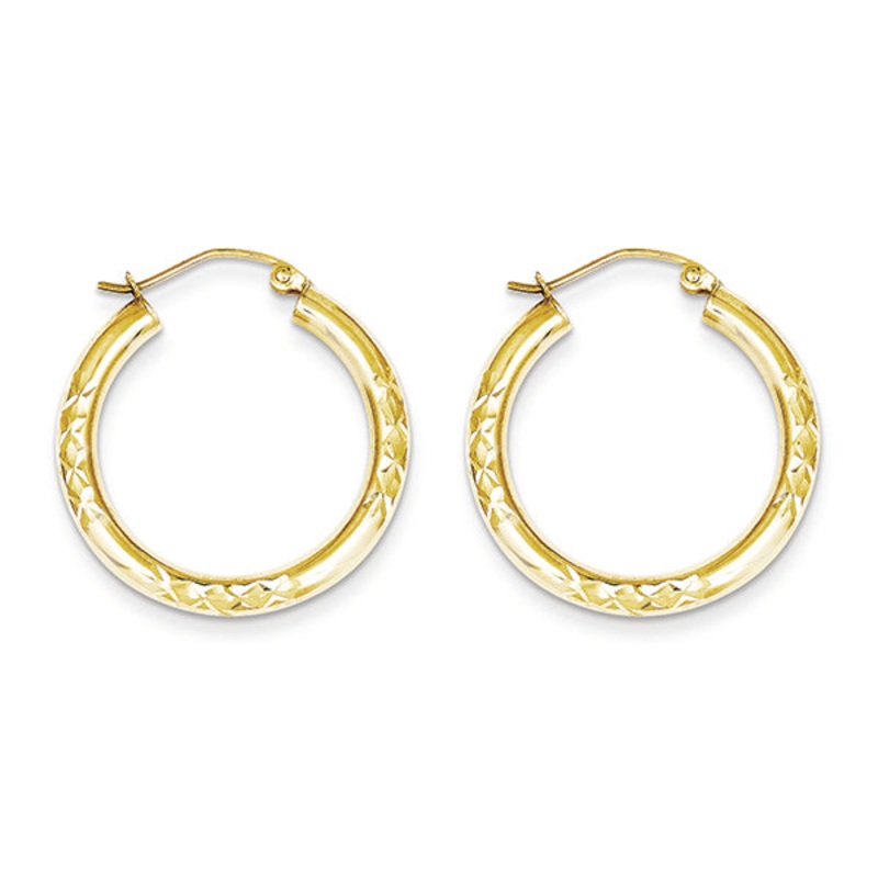 10K Yellow Gold Tube Hoop Earrings