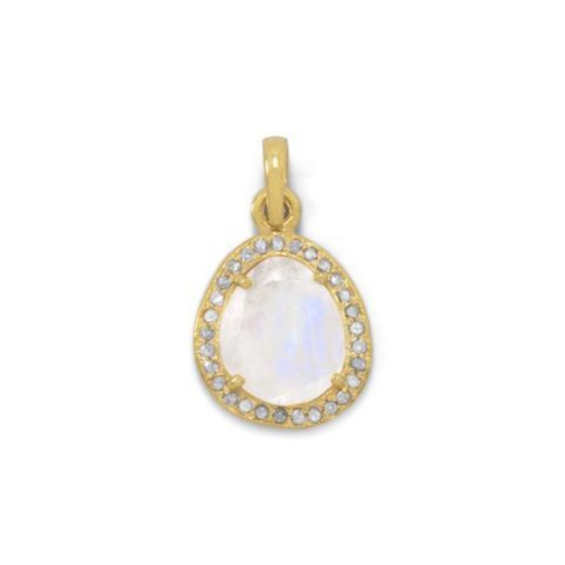 14 Karat Gold Plated Rainbow Moonstone Pendant