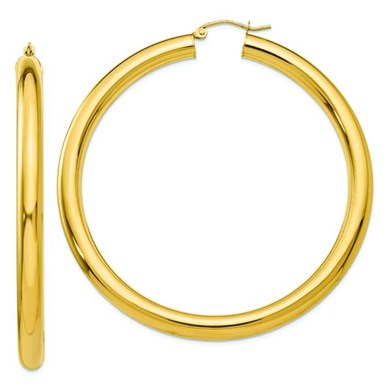 14K Polished 5 MM Tube Hoop Earrings