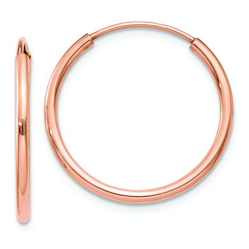 14K Rose Gold Endless Tube Hoop Earrings