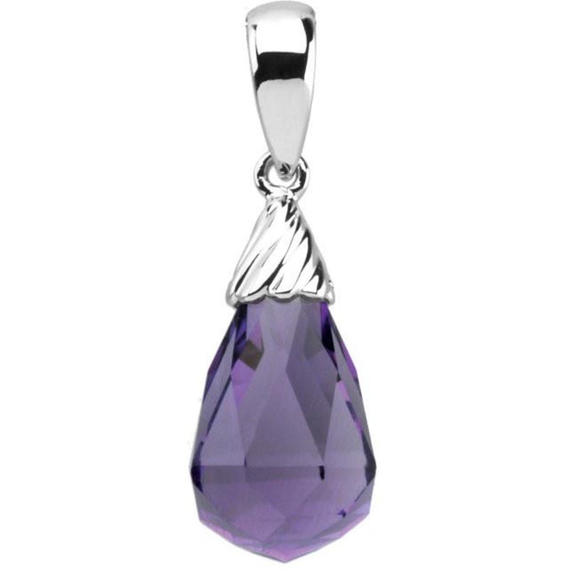 14K White Amethyst Pendant