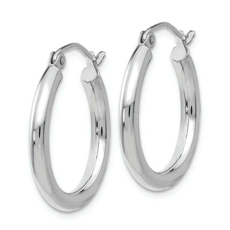 14K White Gold 2.5MM Hoop Earrings