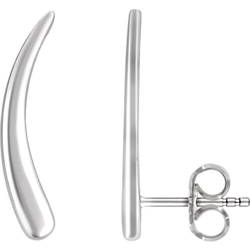 14K White Gold Curved Shape Ear Climbers
