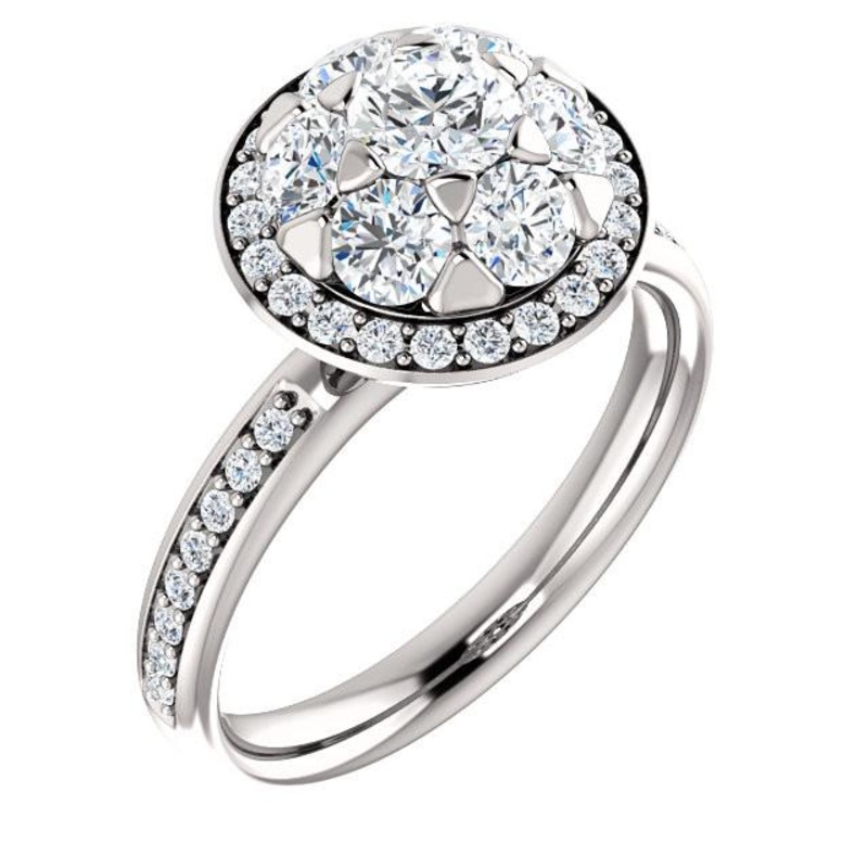 14K White Gold & Diamond Engagement  Ring