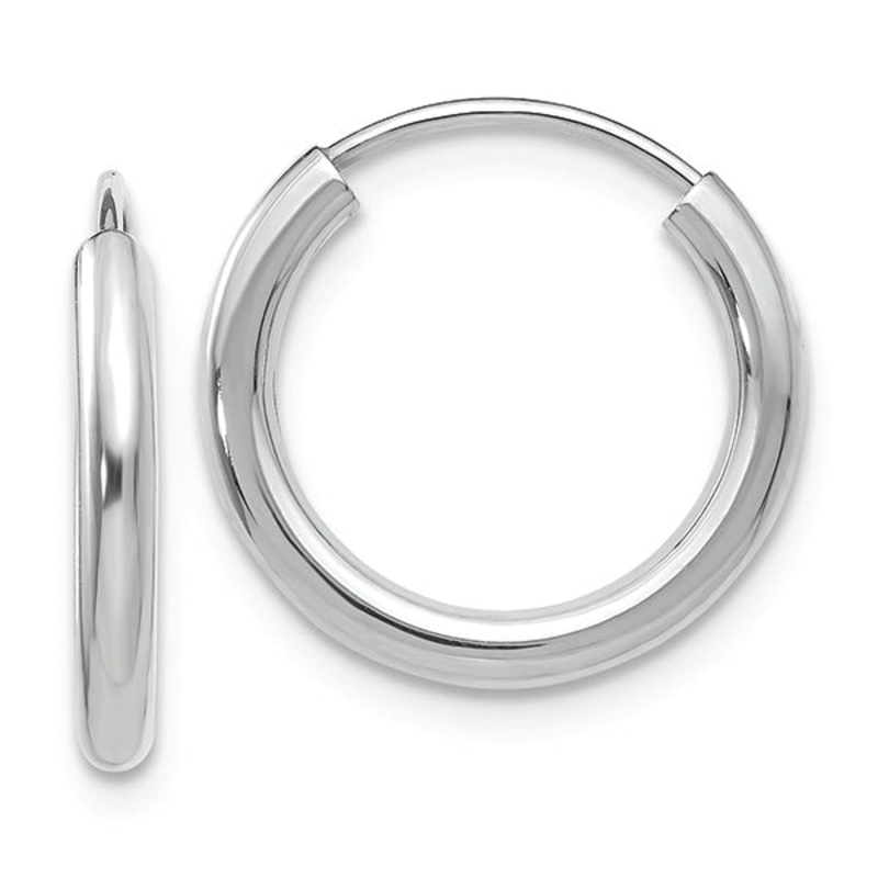14K White Gold Endless Hoop Earrings