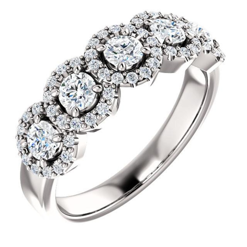 14K White Gold  Round Diamond Engagement Ring