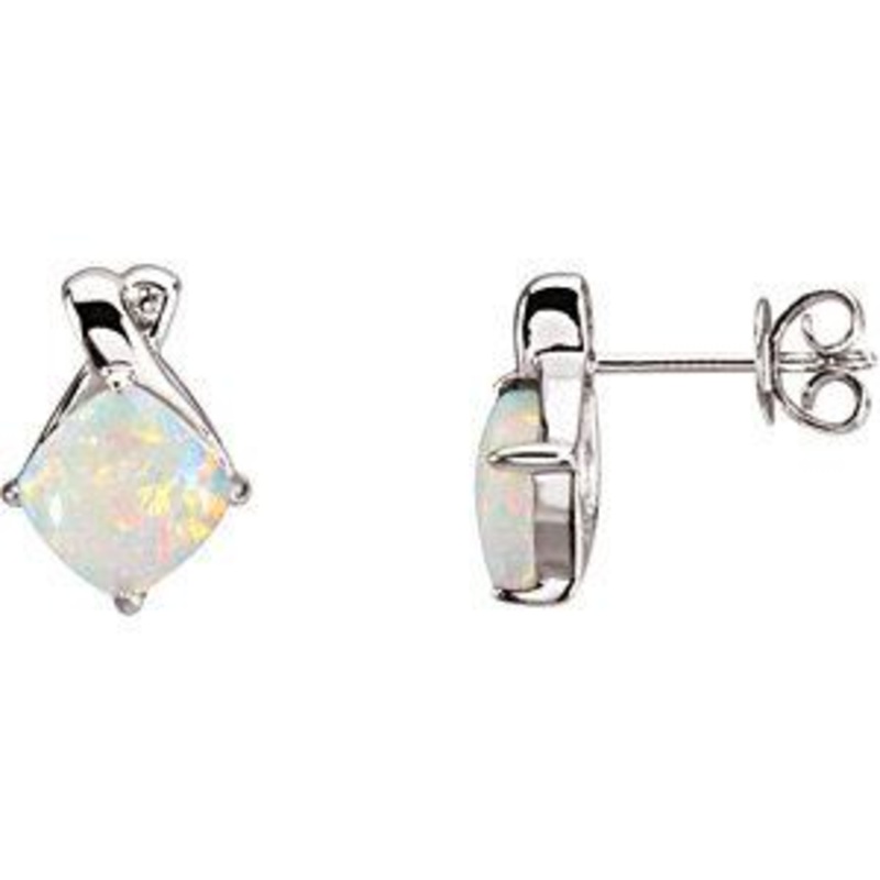 14K White Opal Earrings