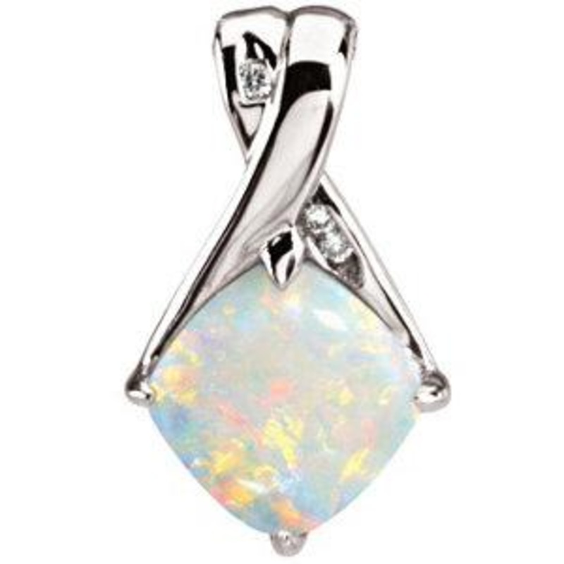 14k White Opal Pendant