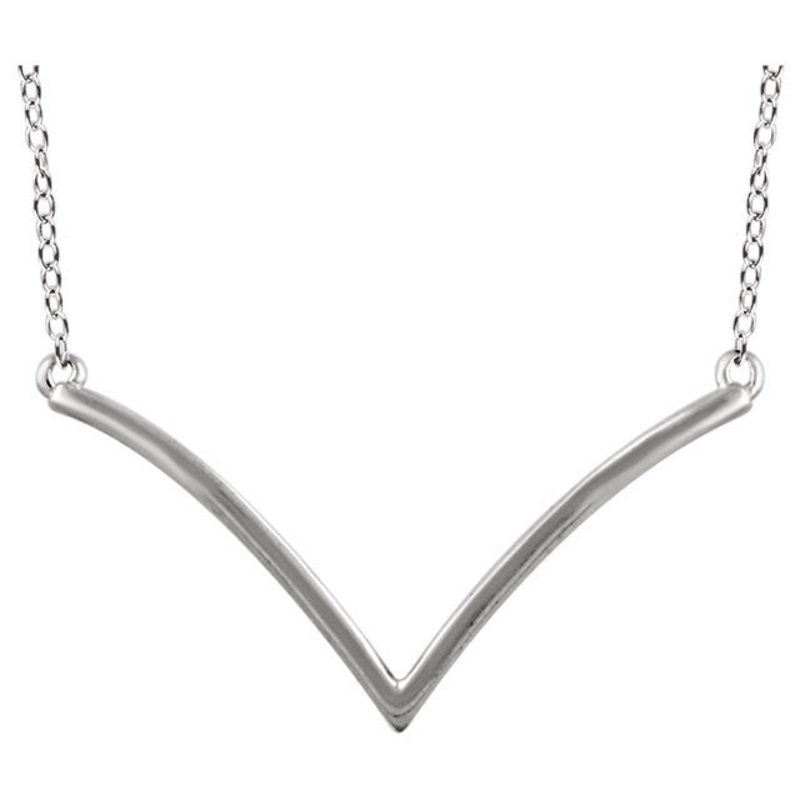 14K White V Necklace|14K White|14K Yellow|14K Rose