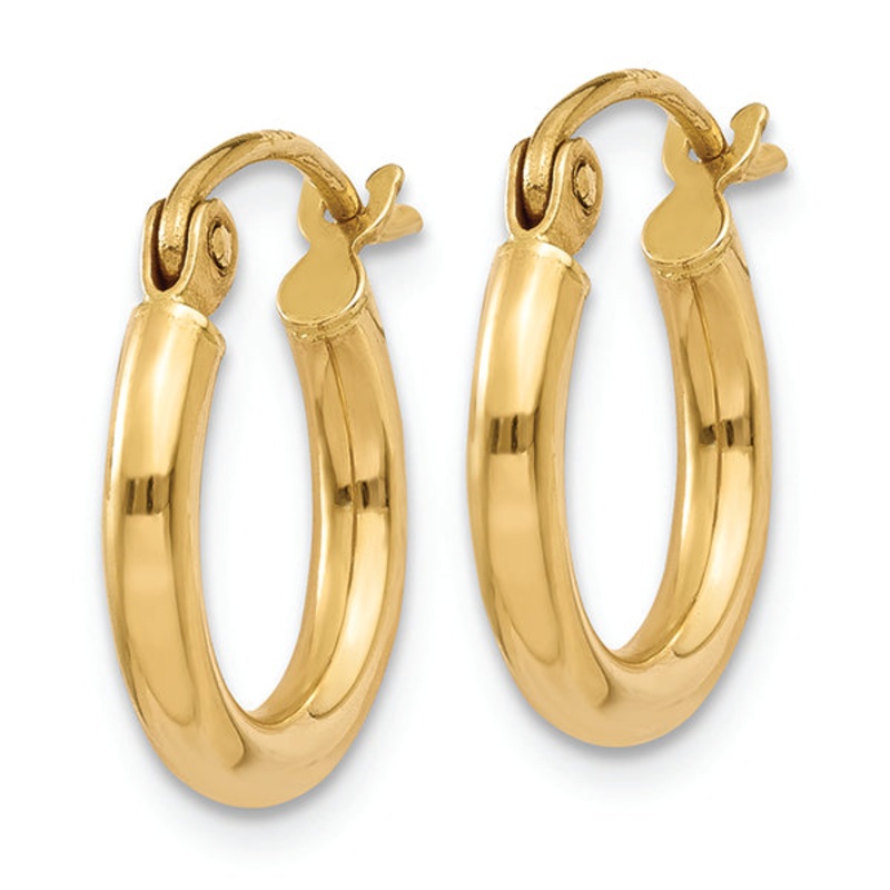 14K Yellow Gold 2X12MM Tube Hoop Earrings