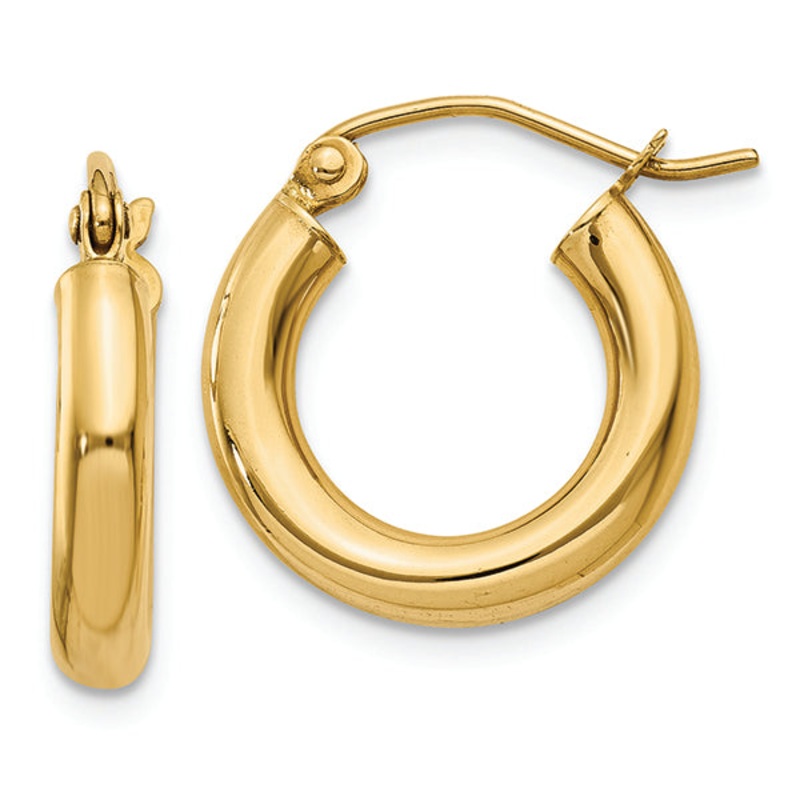 14K Yellow Gold 3-MM Hoop Earrings