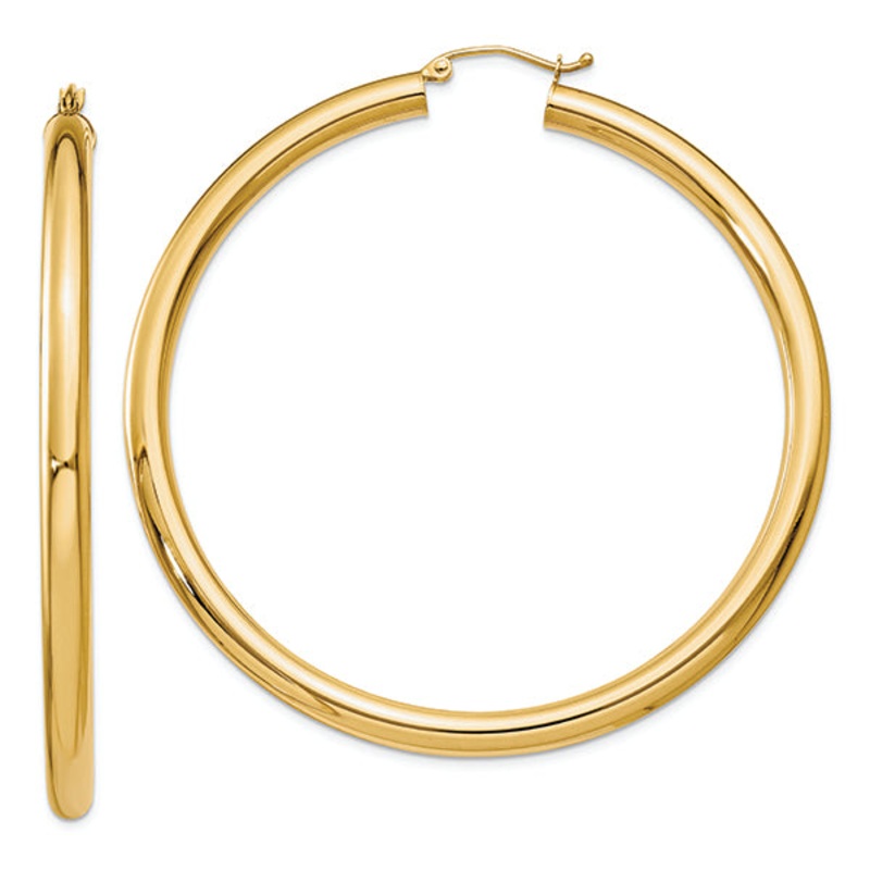 14K Yellow Gold 4-MM Tube Hoop Earrings