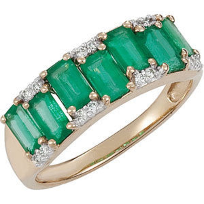14K Yellow Gold Emerald Ring|7.0|8.0