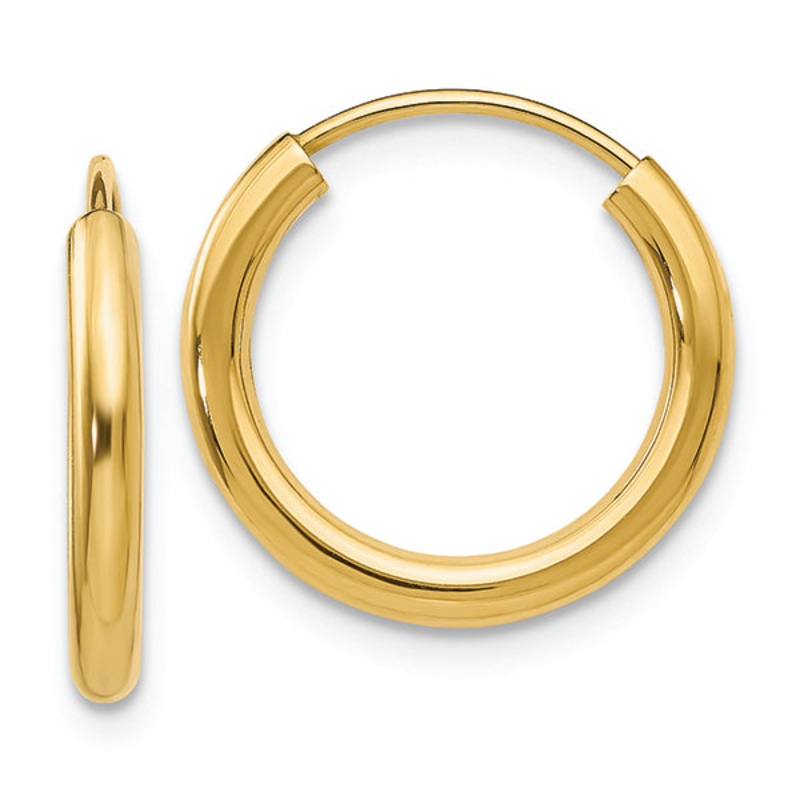 14K Yellow Gold Endless Hoop Earrings